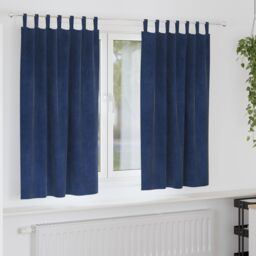 Berkfield Home Blackout Curtains with Hanging Loops 2 pcs Dark Blue Velvet in Navy