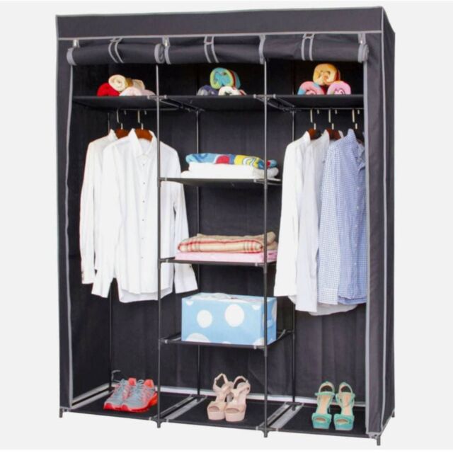 EONLION Collapsible Portable Travel Wardrobe Cupboard in Black - image 1