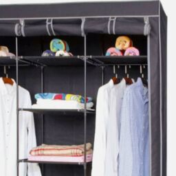 EONLION Collapsible Portable Travel Wardrobe Cupboard in Black - thumbnail 3