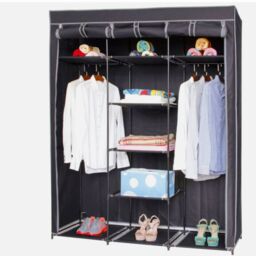 EONLION Collapsible Portable Travel Wardrobe Cupboard in Black - thumbnail 4