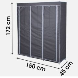EONLION Collapsible Portable Travel Wardrobe Cupboard in Black - thumbnail 2