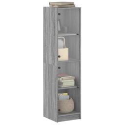 Berkfield Home Highboard with Glass Doors Grey Sonoma 35x37x142 cm - Size: 35 x 37 x 142 cm - thumbnail 4