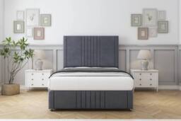 "Comfort Beds Royal Plush Divan Set No Drawers-54"" Headboard-Footboard in Dark Grey - Size: Small Single" - thumbnail 1