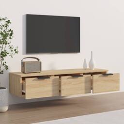 Berkfield Home Wall Cabinet Sonoma Oak 102x30x20 cm Engineered Wood in Light Tan - Size: 102 x 30 x 20 cm