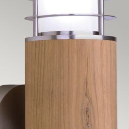 Netlighting Poole 1 Light Outdoor Wall Light Stainless Steel Teak IP44 E27 in Brown - thumbnail 3