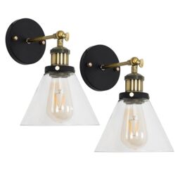 ValueLights Norton Industrial Pair of Black Indoor Wall Lantern