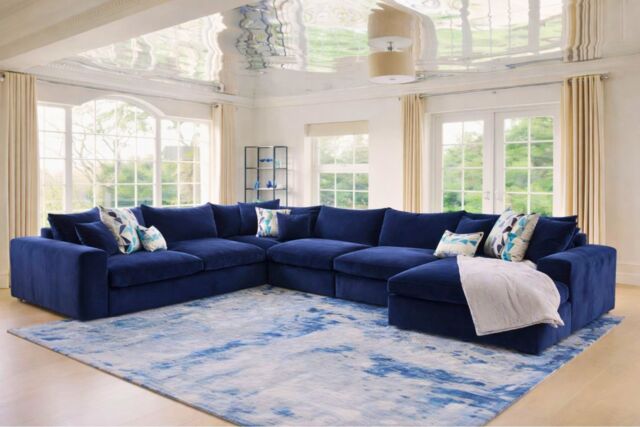 HOB Furniture Epping U Shape Modular Sofa in Blue - image 1