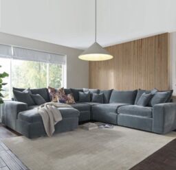 HOB Furniture Epping U Shape Modular Sofa in Blue - thumbnail 2