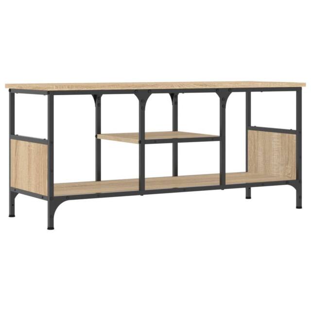 Berkfield Home TV Cabinet Sonoma Oak 100x35x45 cm Engineered Wood&Iron in Light Tan - Size: 100 x 35 x 45 cm - image 1