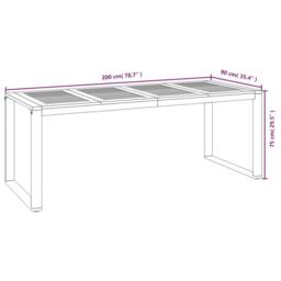 Berkfield Home Garden Table with U-shaped Legs 200x90x75 cm Solid Wood Acacia in Brown - Size: 200 x 90 x 75 cm - thumbnail 8