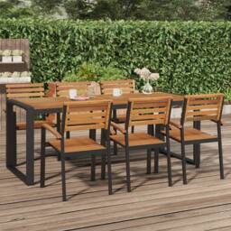 Berkfield Home Garden Table with U-shaped Legs 200x90x75 cm Solid Wood Acacia in Brown - Size: 200 x 90 x 75 cm - thumbnail 2