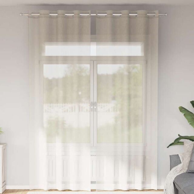 Berkfield Home Voile Curtains with Grommets 2 pcs Cream 140x300 cm - image 1