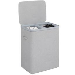 Gr8 Home Grey Double Laundry Seperation Hamper Clothes Washing Basket - thumbnail 1