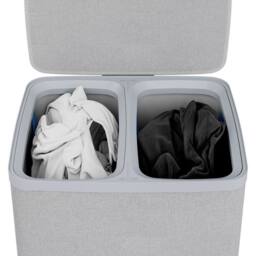 Gr8 Home Grey Double Laundry Seperation Hamper Clothes Washing Basket - thumbnail 5