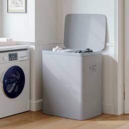 Gr8 Home Grey Double Laundry Seperation Hamper Clothes Washing Basket - thumbnail 7