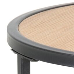 Furniture To Go Seaford Black Metal Small Round Side Table with Oak Top - thumbnail 5