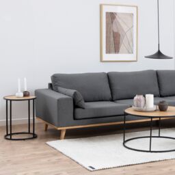Furniture To Go Seaford Black Metal Small Round Side Table with Oak Top - thumbnail 4