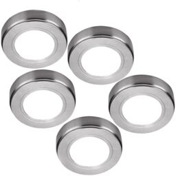 Loops 5x BRUSHED NICKEL Round Surface or Flush Under Cabinet Kitchen Light Kit - 240V Mains Powered - Natural White LED in Metallics - thumbnail 5