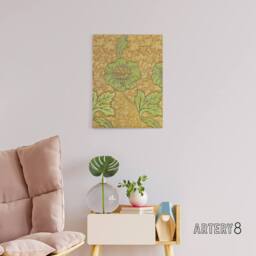 "Artery8 Flower Bloom Textile Detail Canvas Wall Art Print William Morris in Orange - Size: W18"" x H24""" - thumbnail 3