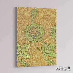 "Artery8 Flower Bloom Textile Detail Canvas Wall Art Print William Morris in Orange - Size: W18"" x H24""" - thumbnail 2