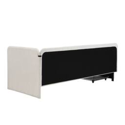 Merax 3ft Single Velvet Upholstered Daybed Sofa Bed with Guardrails & Drawer in Beige - thumbnail 9