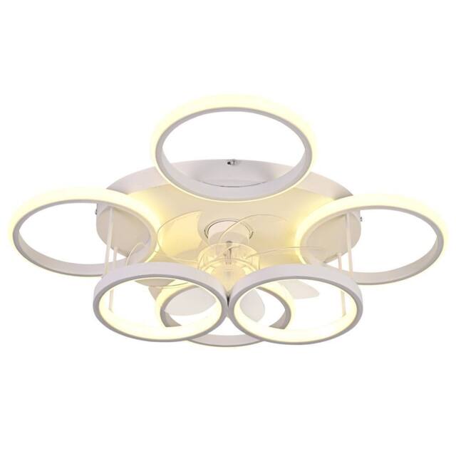 NIVOR Modern Low Profile Ceiling Fan with Lights 6 Ring Dimmable White - image 1