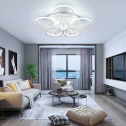 NIVOR Modern Low Profile Ceiling Fan with Lights 6 Ring Dimmable White - thumbnail 6