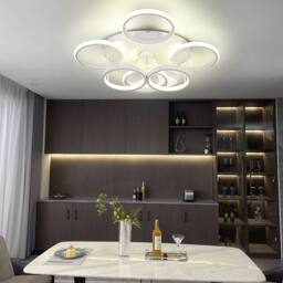 NIVOR Modern Low Profile Ceiling Fan with Lights 6 Ring Dimmable White - thumbnail 8