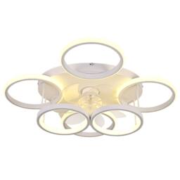NIVOR Modern Low Profile Ceiling Fan with Lights 6 Ring Dimmable White