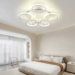 NIVOR Modern Low Profile Ceiling Fan with Lights 6 Ring Dimmable White - thumbnail 7