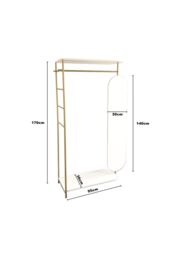 Living and Home Modern Metal Indoor Bedroom Clothes Rail with Mirror in Gold - thumbnail 4