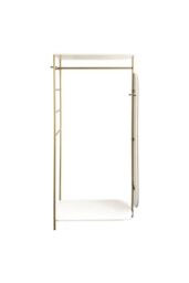 Living and Home Modern Metal Indoor Bedroom Clothes Rail with Mirror in Gold - thumbnail 5