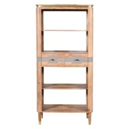 Wyld Haus Idaho Acacia Wood Display Cabinet with Brass Accents & 2 Drawers in Brown - thumbnail 2