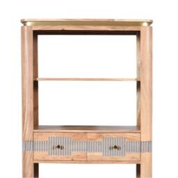 Wyld Haus Idaho Acacia Wood Display Cabinet with Brass Accents & 2 Drawers in Brown - thumbnail 3