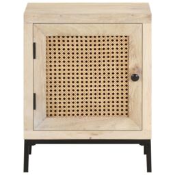 Berkfield Home Bedside Cabinet 40x30x50 cm Solid Mango Wood & Natural Cane in Brown - Size: 40 x 30 x 50 cm - thumbnail 2