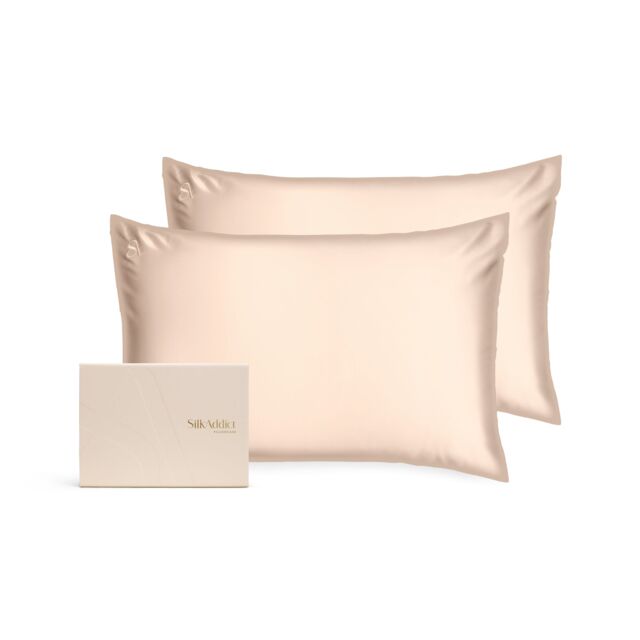 Silk Addict 100% Mulberry Silk Pillowcase Twinpack - Caramel in Metallic Gold - Size: Standard Pillow Case - image 1