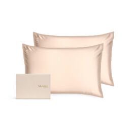 Silk Addict 100% Mulberry Silk Pillowcase Twinpack - Caramel in Metallic Gold - Size: Standard Pillow Case
