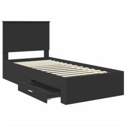Berkfield Home Bed Frame Black & Silver 75 x 190 cm Engineered Wood - thumbnail 5