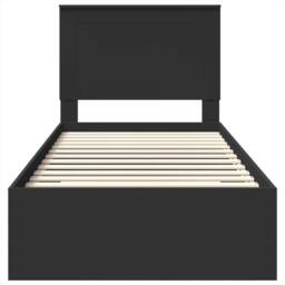Berkfield Home Bed Frame Black & Silver 75 x 190 cm Engineered Wood - thumbnail 7