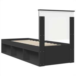 Berkfield Home Bed Frame Black & Silver 75 x 190 cm Engineered Wood - thumbnail 9