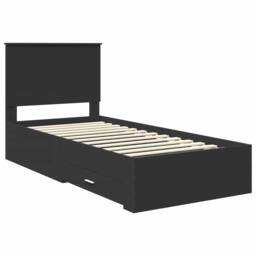 Berkfield Home Bed Frame Black & Silver 75 x 190 cm Engineered Wood - thumbnail 4