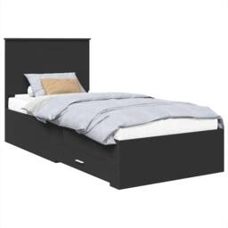 Berkfield Home Bed Frame Black & Silver 75 x 190 cm Engineered Wood - thumbnail 2