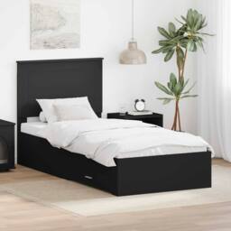 Berkfield Home Bed Frame Black & Silver 75 x 190 cm Engineered Wood