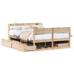 Berkfield Home Full Bed Frame without Mattress 135x190 cm Double Solid Wood Pine in Natural - thumbnail 3
