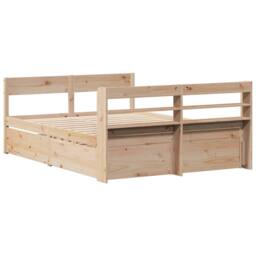 Berkfield Home Full Bed Frame without Mattress 135x190 cm Double Solid Wood Pine in Natural - thumbnail 8