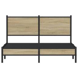 Berkfield Home Metal Bed Frame without Mattress Sonoma Oak 140x200 cm in Brown - thumbnail 5