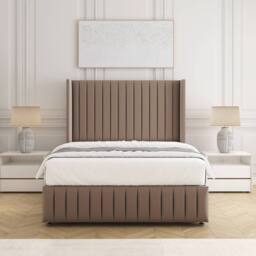 "BSSPOKE Luna Plush Velvet Divan Bed 54""Headboard 2Drawers Footend & Mattress in Bronze - Size: King" - thumbnail 2