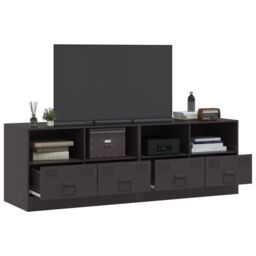 Berkfield Home TV Cabinets 2pcs Black 67x39x44 cm Steel - Size: 67 x 39 x 44 cm - thumbnail 4