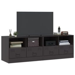 Berkfield Home TV Cabinets 2pcs Black 67x39x44 cm Steel - Size: 67 x 39 x 44 cm - thumbnail 3