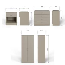 FWStyle 3 Piece Putty Bedroom Furniture Set in Beige - thumbnail 4